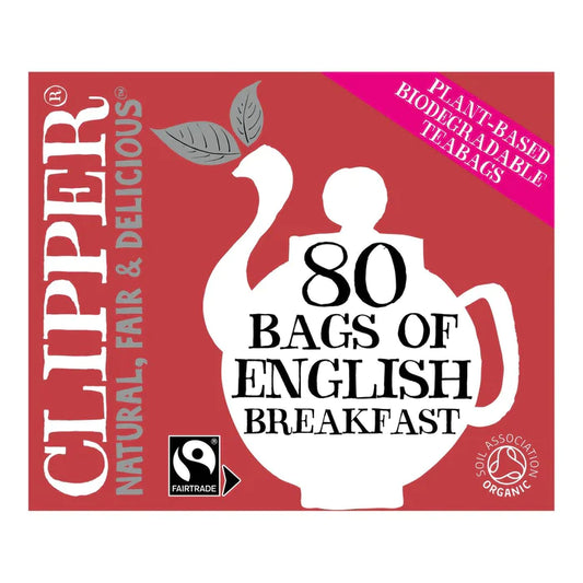 Clipper Organic English Breakfast 80 Tea Bags-Bent Box