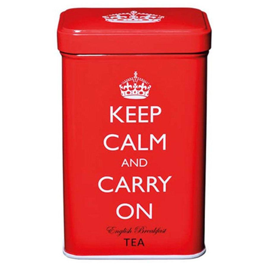 Keep Calm and Carry On English Breakfast Tea Bags in Red Tin